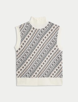 Fairisle Knitted Vest With Merino Wool