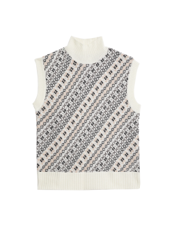 Fairisle Knitted Vest With Merino Wool