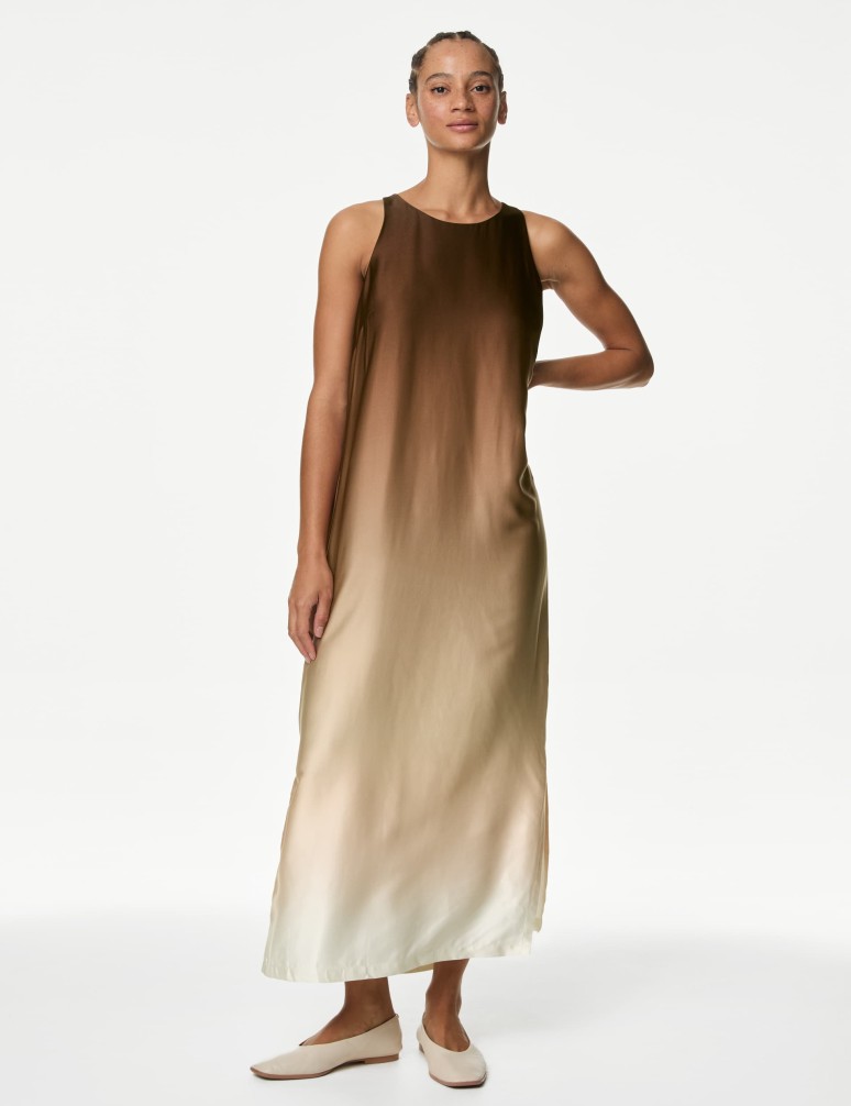 Ombre Round Neck Midaxi Column Dress