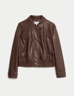 Faux Leather Harrington Jacket