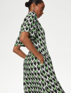 Cupro Rich Printed Midaxi T-Shirt Dress