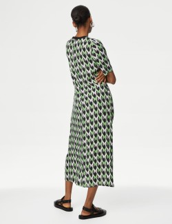 Cupro Rich Printed Midaxi T-Shirt Dress