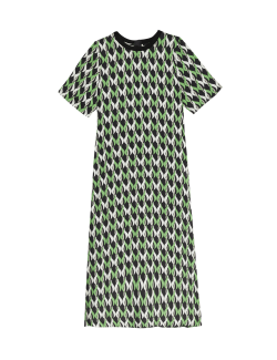 Cupro Rich Printed Midaxi T-Shirt Dress