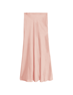 Satin Maxi Asymmetric Slip Skirt