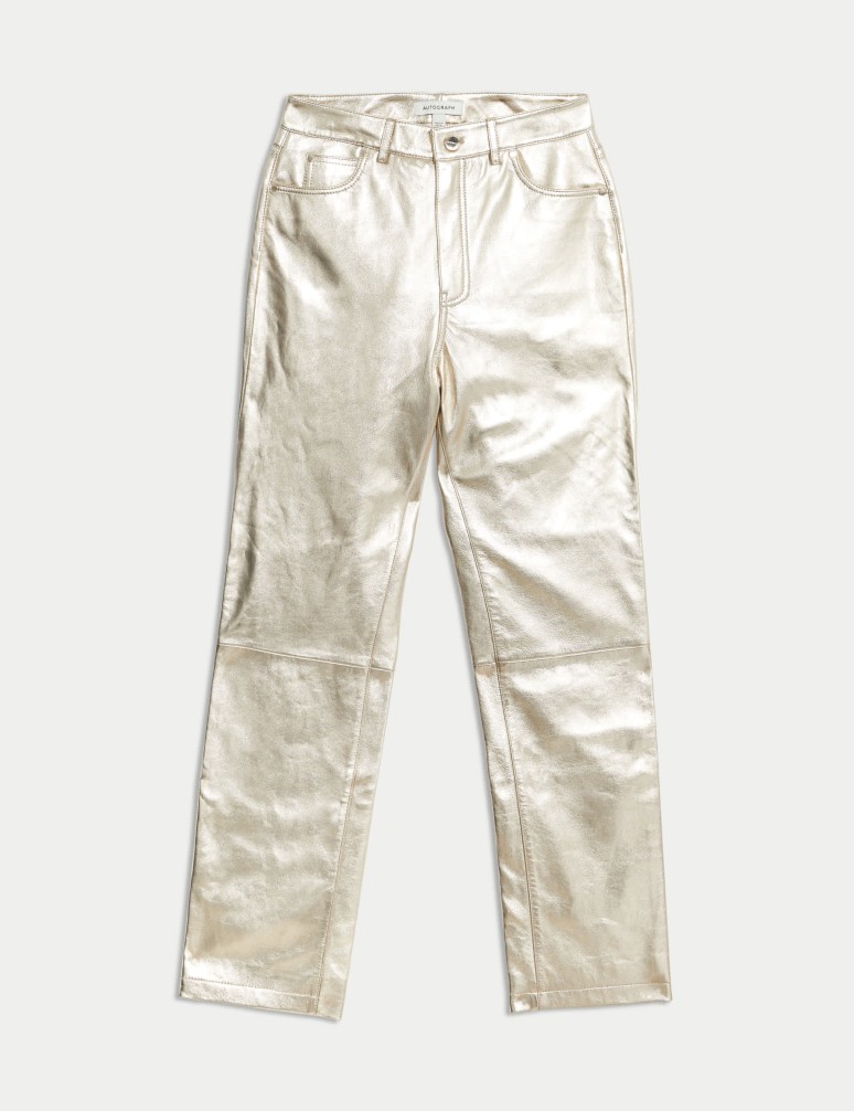 Leather Metallic Trousers