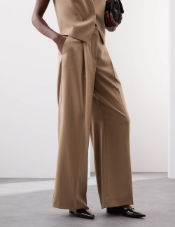 Wool Blend Wide Leg Trousers