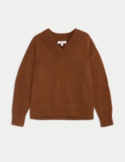 Pure Cotton V-Neck Jumper