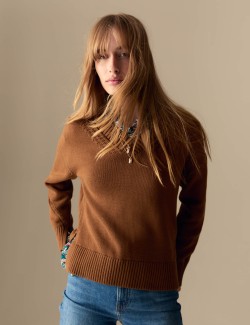 Pure Cotton V-Neck Jumper