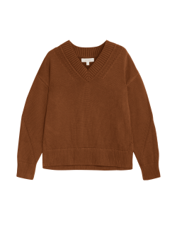 Pure Cotton V-Neck Jumper