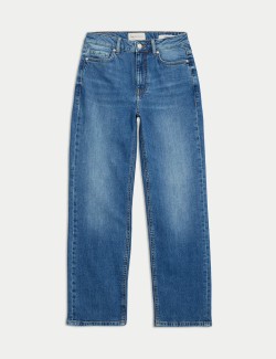 Mid Rise Straight Leg Ankle Grazer Jeans