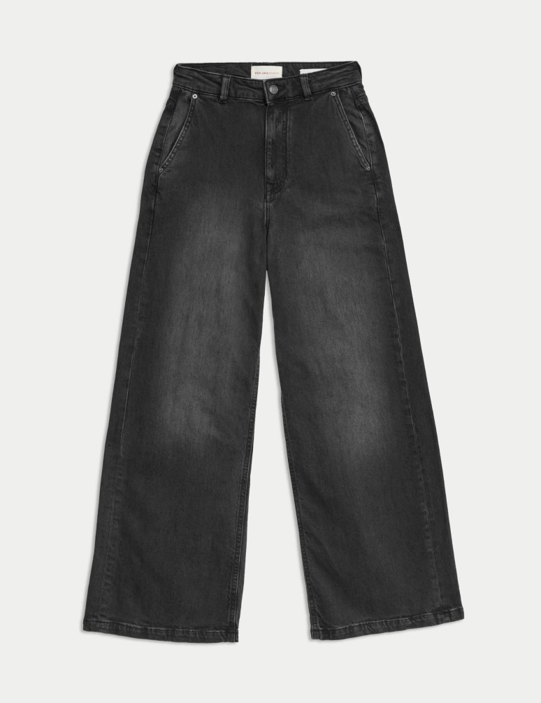 High Waisted Wide Leg Jeans with Lyocell