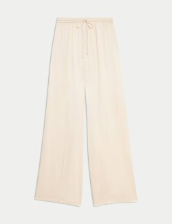 Satin Elasticated Waist Wide Leg Trousers