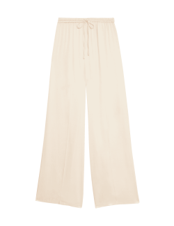 Satin Elasticated Waist Wide Leg Trousers