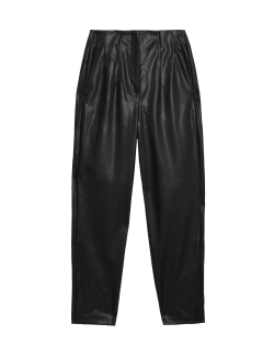 Leather Look Tapered Ankle Grazer Trousers