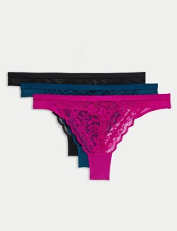 3pk All Over Lace Thongs