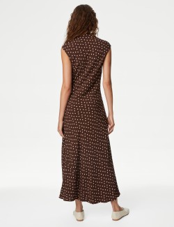 Polka Dot Button Front Midaxi Shirt Dress