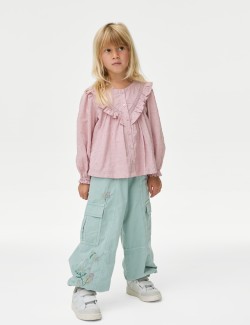 Pure Cotton Embroidered Parachute Trousers (2-8 Yrs)