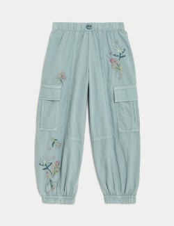 Pure Cotton Embroidered Parachute Trousers (2-8 Yrs)