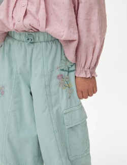 Pure Cotton Embroidered Parachute Trousers (2-8 Yrs)