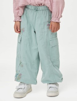 Pure Cotton Embroidered Parachute Trousers (2-8 Yrs)