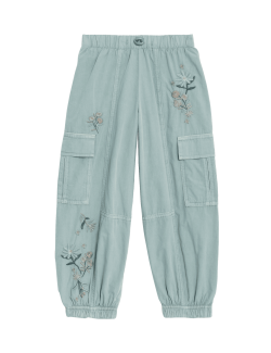 Pure Cotton Embroidered Parachute Trousers (2-8 Yrs)