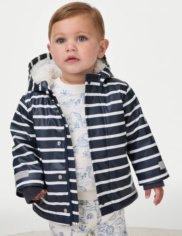 Striped Hooded Fisherman Coat (6 Mths-3 Yrs)