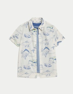 Pure Cotton Dinosaur Shirt & T-Shirt Set (2-8 Yrs)