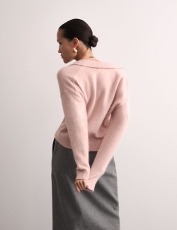 Mohair Blend Collared V-Neck Jumper