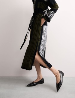 Linear Print Midi Shirt Dress