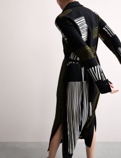 Linear Print Midi Shirt Dress