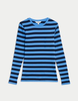 Cotton Rich Striped Ribbed Top