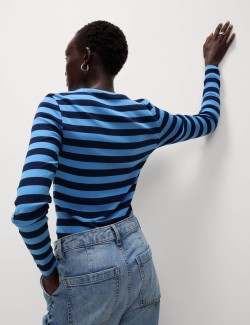 Cotton Rich Striped Ribbed Top