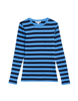 Cotton Rich Striped Ribbed Top