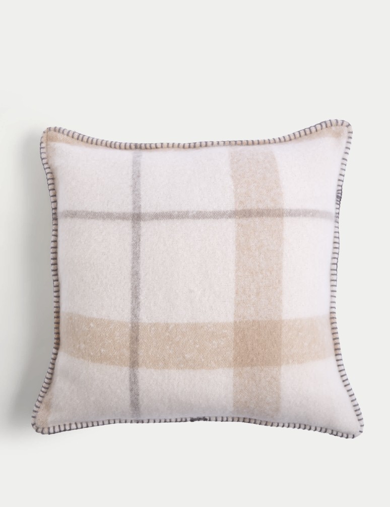 Faux Mohair Checked Cushion