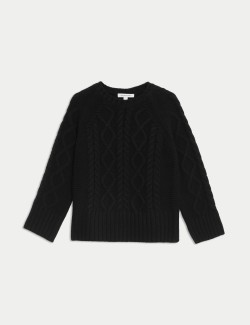 Merino Wool With Cashmere Cable Knit Jumper