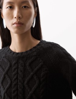 Merino Wool With Cashmere Cable Knit Jumper