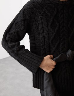 Merino Wool With Cashmere Cable Knit Jumper