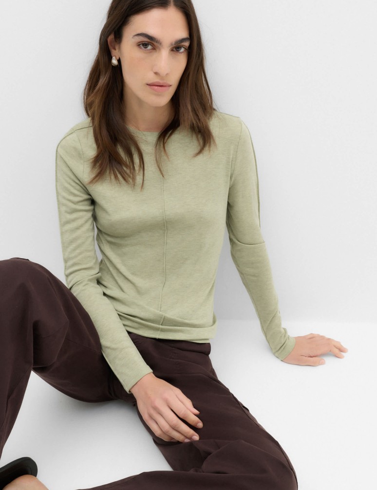 Marl Long Sleeve Top with Wool