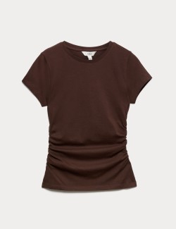 Pure Cotton Slim Fit Ruched T-Shirt