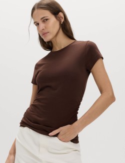 Pure Cotton Slim Fit Ruched T-Shirt