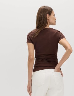 Pure Cotton Slim Fit Ruched T-Shirt