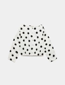 Pure Cotton Polka Dot Barrel Sleeve Blouse