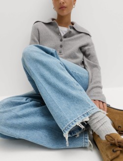 High Waisted Crease Front Barrel Jeans