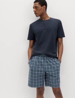 Pure Cotton Henley Checked Pyjama Set