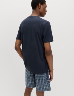 Pure Cotton Henley Checked Pyjama Set