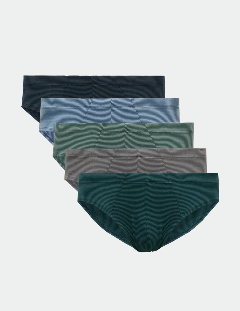 5 Pack StayNew™ Pure Cotton Striped Slips