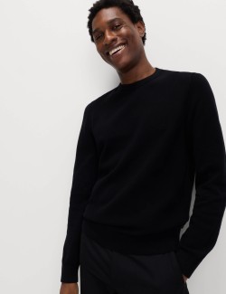 Pure Cotton Textured Crew Neck Jumper
