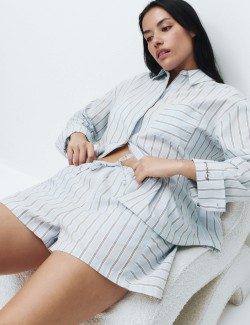 Pure Cotton Cambric Striped Pyjama Shorts