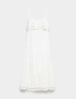 Pure Cotton Jacquard Midi Slip Dress