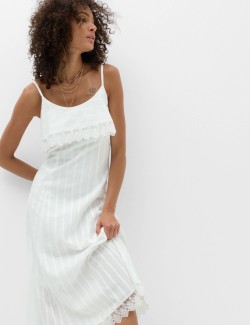 Pure Cotton Jacquard Midi Slip Dress